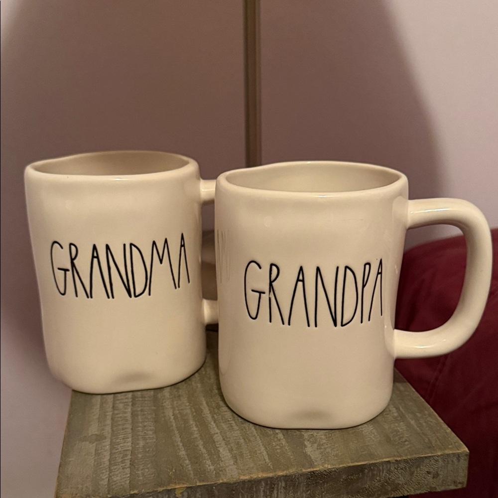 Rae Dunn Cream Grandma and Grandpa Mugs